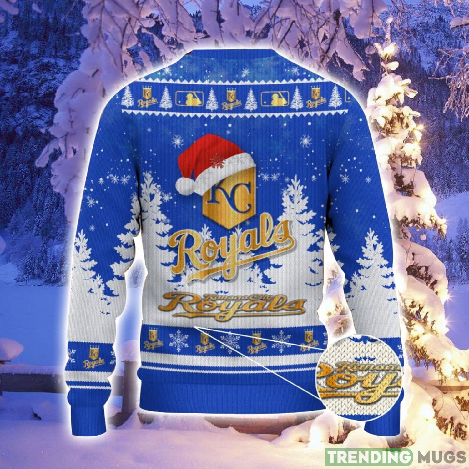 Kansas City Royals Logo Wearing Santa Hat Christmas Gift Ugly Christmas Sweater Christmas Gift Ideas 3D Sweater Kansas City Royals Logo Wearing Santa Hat Christmas Gift Ugly Christmas Sweater Christmas Gift Ideas 3D Sweater