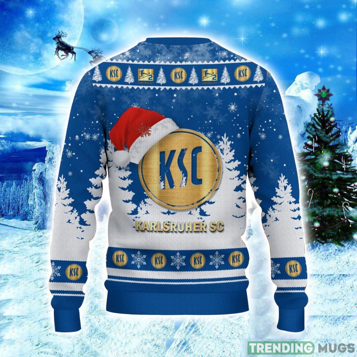 Karlsruher SC Logo Wearing Santa Hat Ugly Christmas Sweater Unisex 3D Christmas sweater 3D Sweater Karlsruher SC Logo Wearing Santa Hat Ugly Christmas Sweater Unisex 3D Christmas sweater 3D Sweater