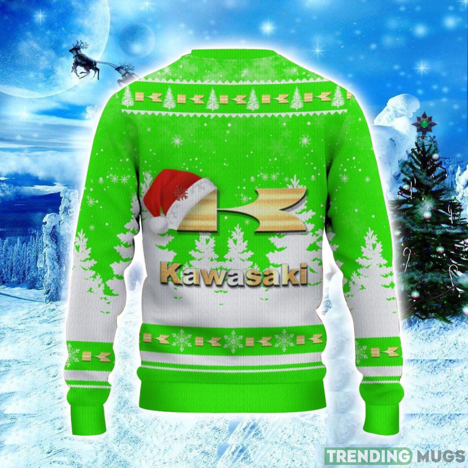 Kawasaki Logo Wearing Santa Hat Christmas Gift Ugly Christmas Sweater Christmas Gift Ideas 3D Sweater Kawasaki Logo Wearing Santa Hat Christmas Gift Ugly Christmas Sweater Christmas Gift Ideas 3D Sweater