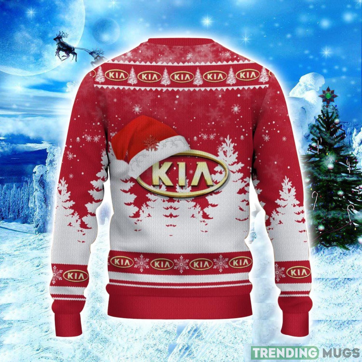 Kia Logo Wearing Santa Hat Christmas Gift Ugly Christmas Sweater Christmas Gift Ideas 3D Sweater Kia Logo Wearing Santa Hat Christmas Gift Ugly Christmas Sweater Christmas Gift Ideas 3D Sweater