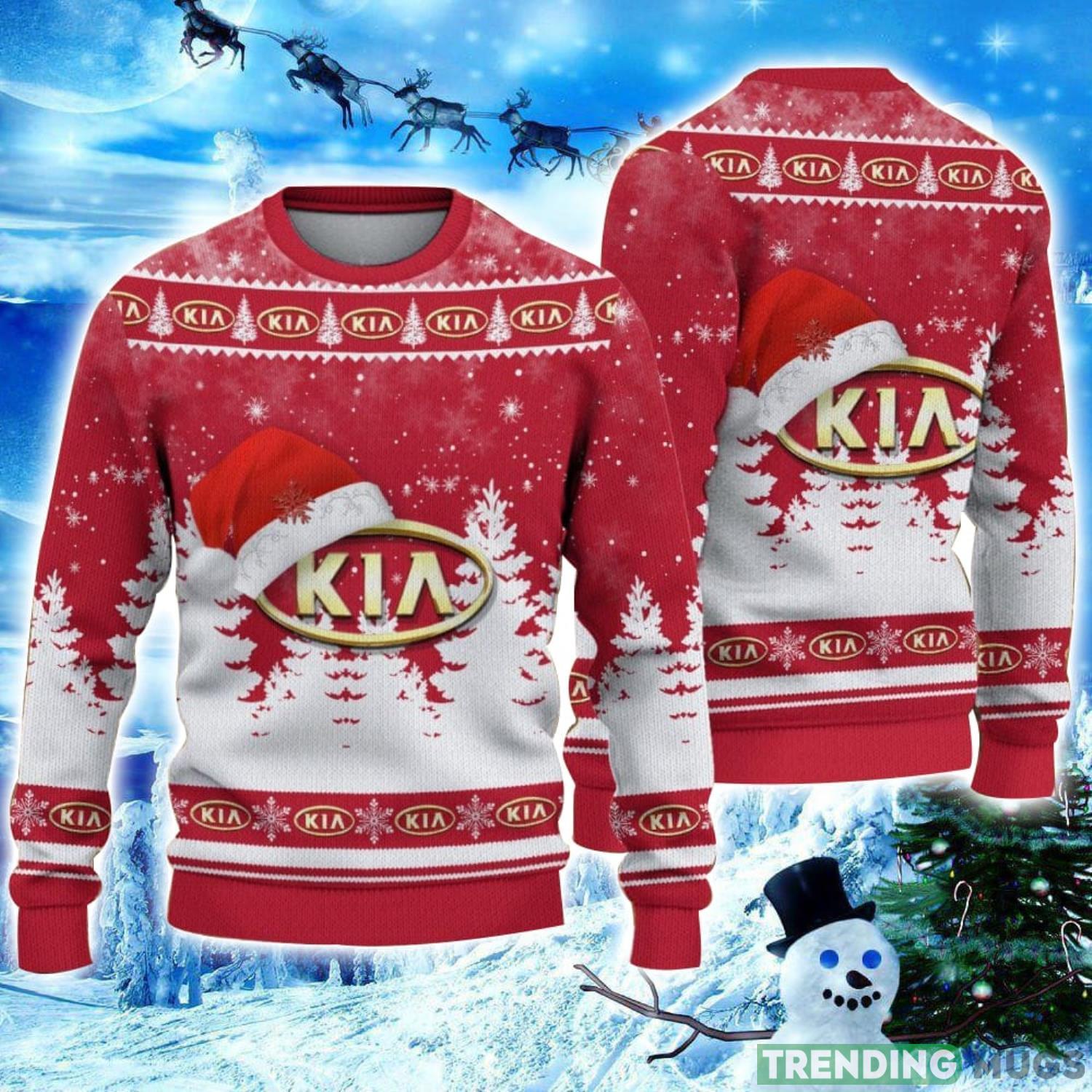 Kia Logo Wearing Santa Hat Christmas Gift Ugly Christmas Sweater Christmas Gift Ideas Product Photo 1 Kia Logo Wearing Santa Hat Christmas Gift Ugly Christmas Sweater Christmas Gift Ideas Product Photo 1