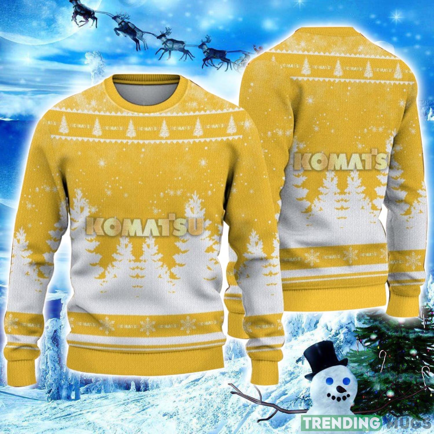 Komatsu Logo Wearing Santa Hat Christmas Gift Ugly Christmas Sweater Christmas Gift Ideas Product Photo 1 Komatsu Logo Wearing Santa Hat Christmas Gift Ugly Christmas Sweater Christmas Gift Ideas Product Photo 1