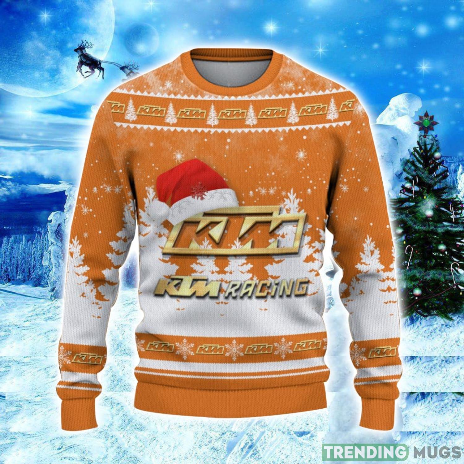 KTM Racing Logo Wearing Santa Hat Christmas Gift Ugly Christmas Sweater Christmas Gift Ideas 3D Sweater KTM Racing Logo Wearing Santa Hat Christmas Gift Ugly Christmas Sweater Christmas Gift Ideas 3D Sweater