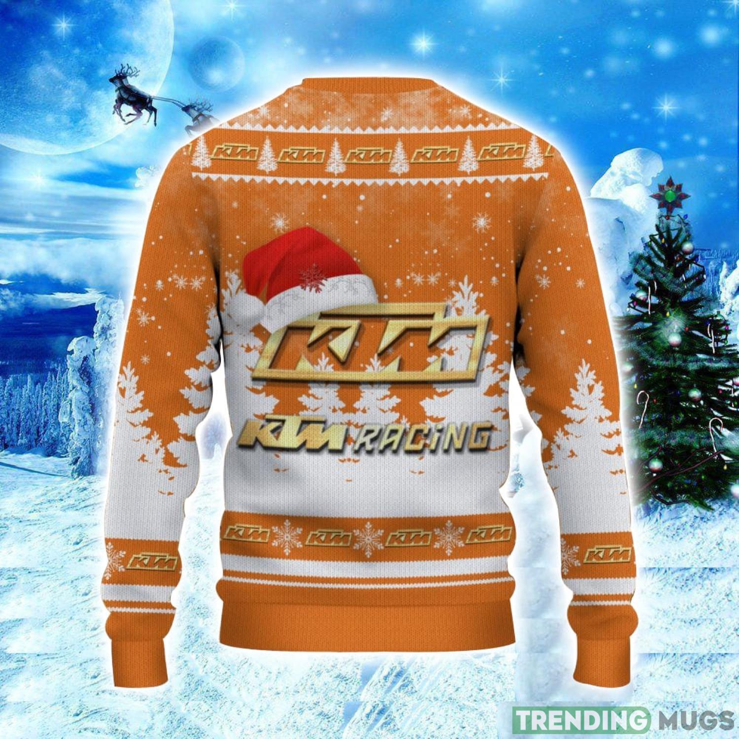 KTM Racing Logo Wearing Santa Hat Christmas Gift Ugly Christmas Sweater Christmas Gift Ideas 3D Sweater KTM Racing Logo Wearing Santa Hat Christmas Gift Ugly Christmas Sweater Christmas Gift Ideas 3D Sweater