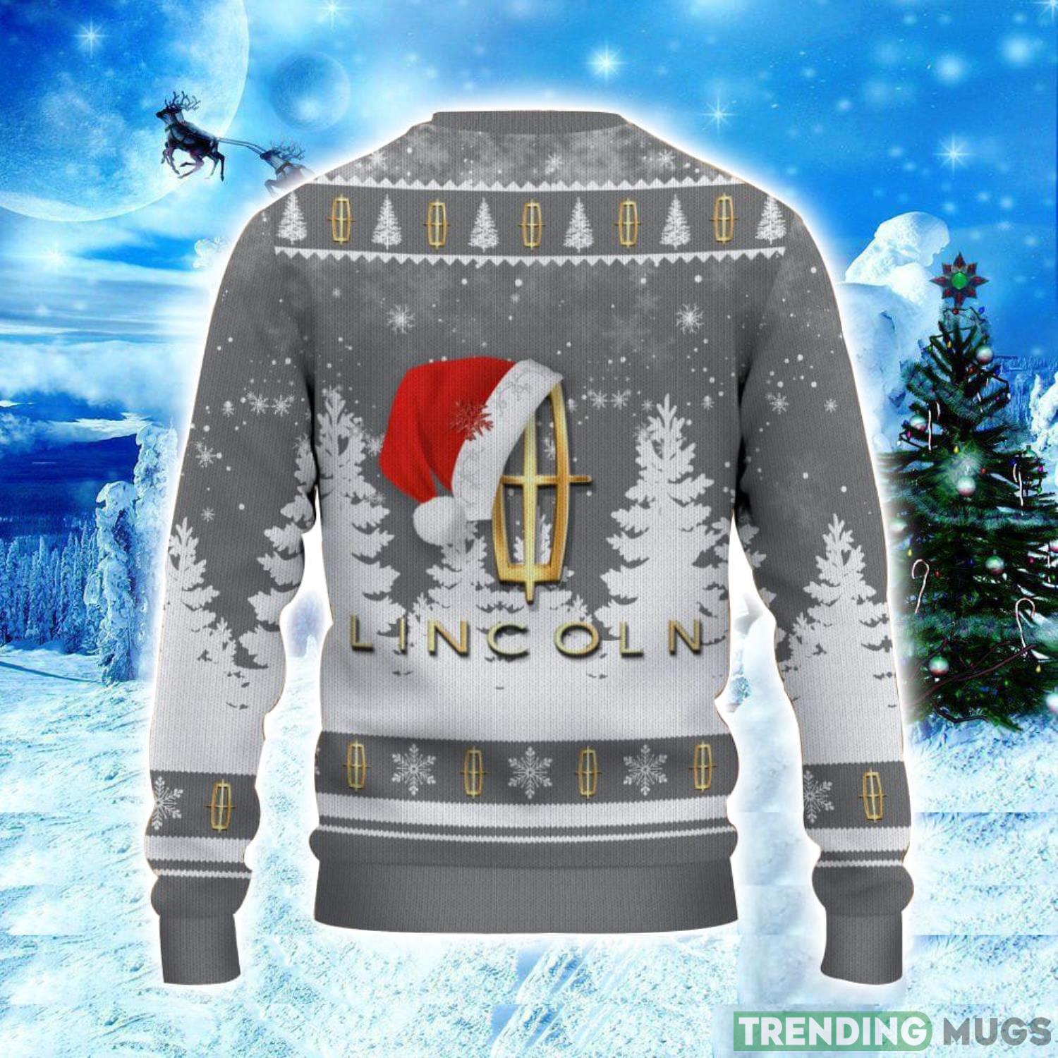 Lincoln Logo Wearing Santa Hat Christmas Gift Ugly Christmas Sweater Christmas Gift Ideas 3D Sweater Lincoln Logo Wearing Santa Hat Christmas Gift Ugly Christmas Sweater Christmas Gift Ideas 3D Sweater