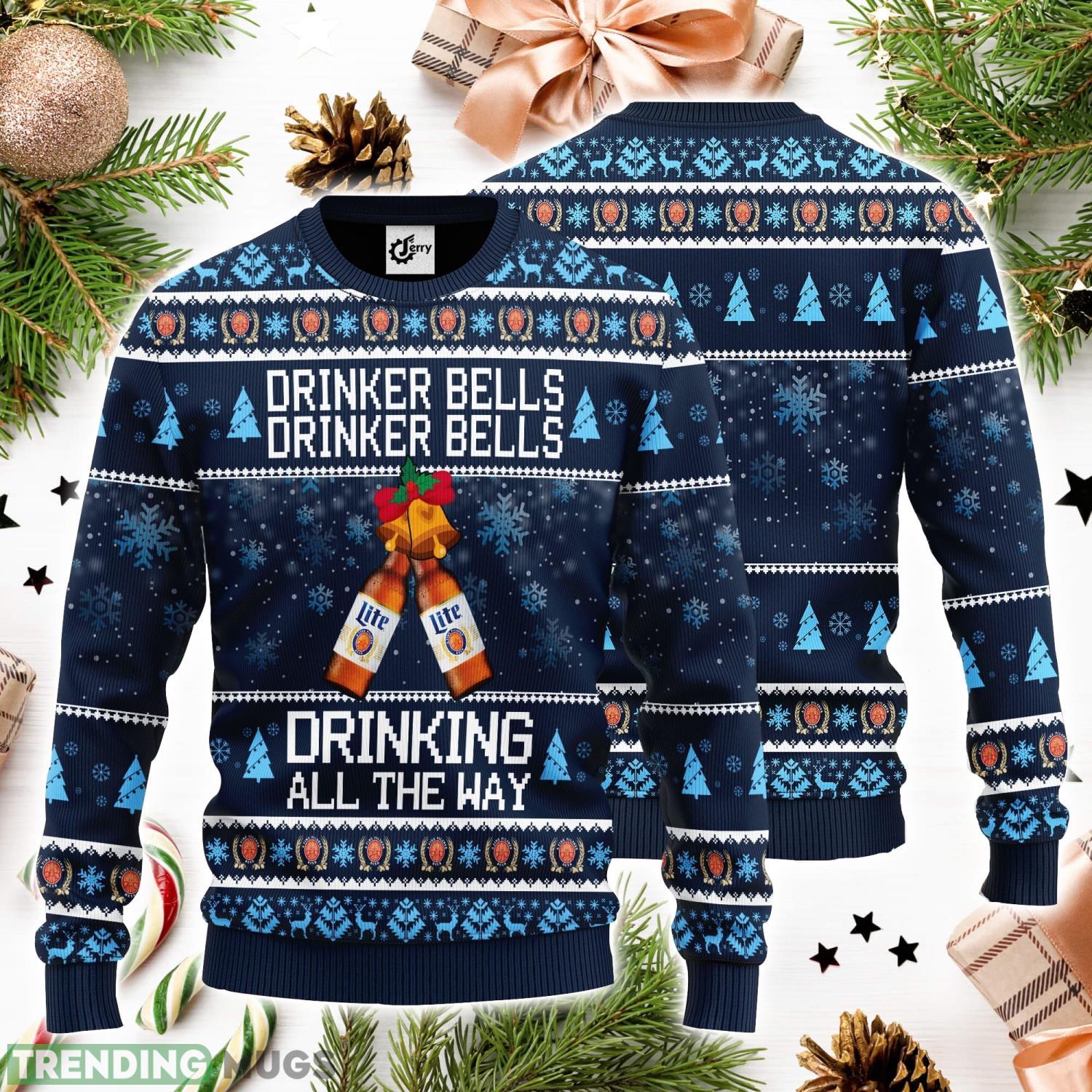 Lite Drinker Bells Drink All The Way 3D Ugly Christmas Sweater Unisex Sweater Christmas Gift Product Photo 1 Lite Drinker Bells Drink All The Way 3D Ugly Christmas Sweater Unisex Sweater Christmas Gift Product Photo 1
