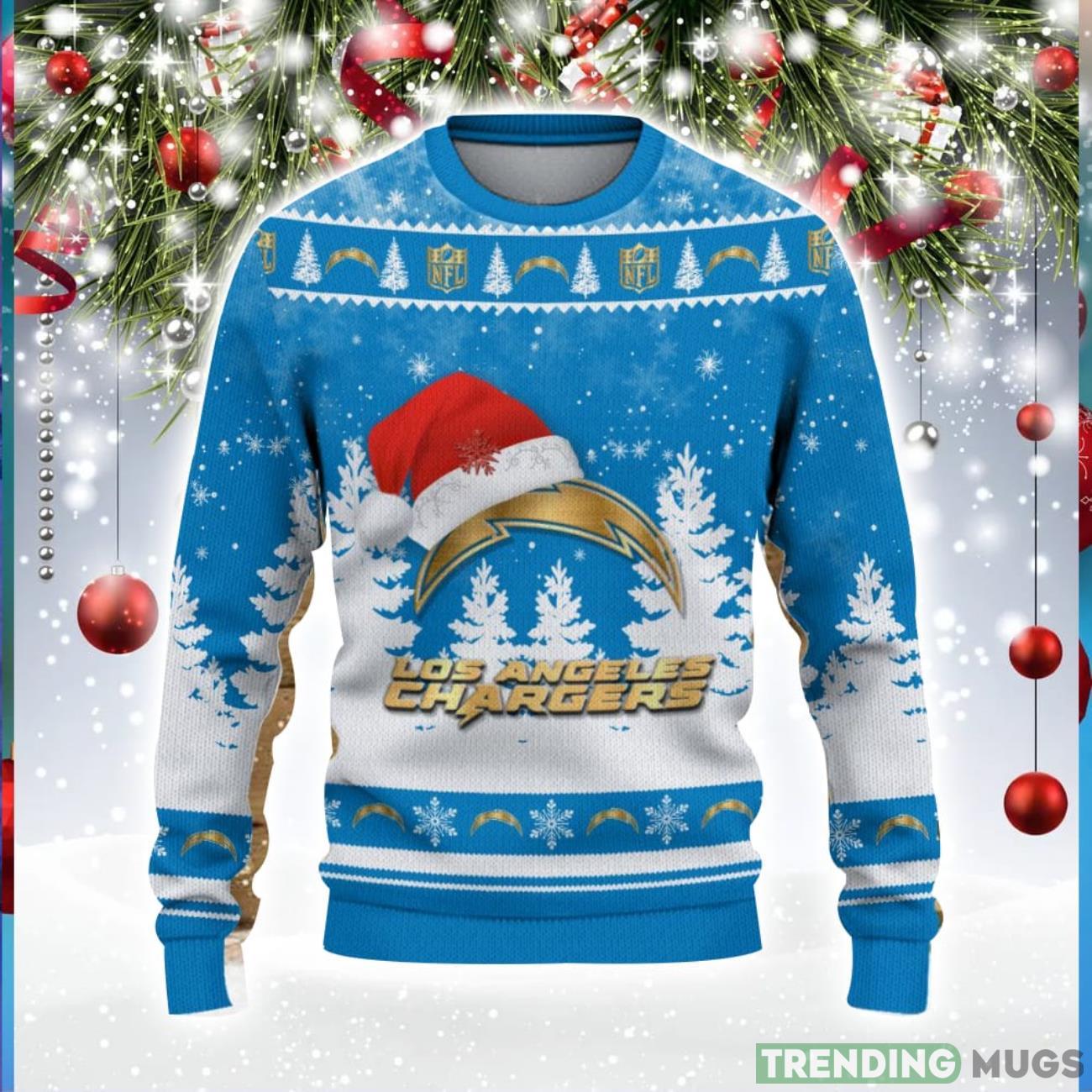 Los Angeles Chargers Logo Wearing Santa Hat Christmas Gift Ugly Christmas Sweater For Men And Women Gift Product Photo 1 Los Angeles Chargers Logo Wearing Santa Hat Christmas Gift Ugly Christmas Sweater For Men And Women Gift Product Photo 1