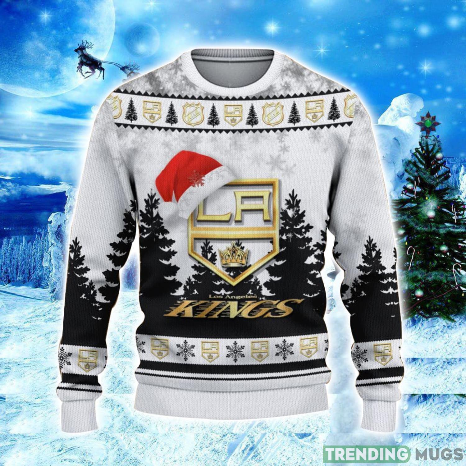 Los Angeles Kings Logo Wearing Santa Hat Christmas Gift Ugly Christmas Sweater Christmas Gift Ideas 3D Sweater Los Angeles Kings Logo Wearing Santa Hat Christmas Gift Ugly Christmas Sweater Christmas Gift Ideas 3D Sweater
