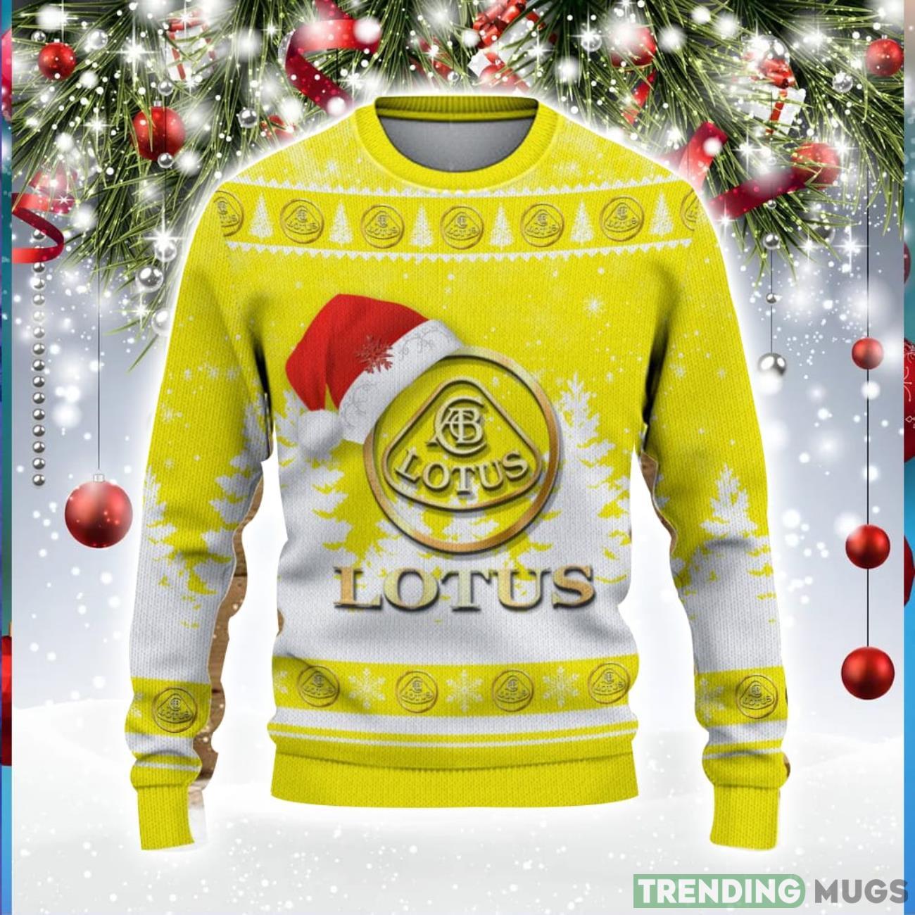 Lotus Logo Wearing Santa Hat Christmas Gift Ugly Christmas Sweater For Men And Women Gift Product Photo 1 Lotus Logo Wearing Santa Hat Christmas Gift Ugly Christmas Sweater For Men And Women Gift Product Photo 1