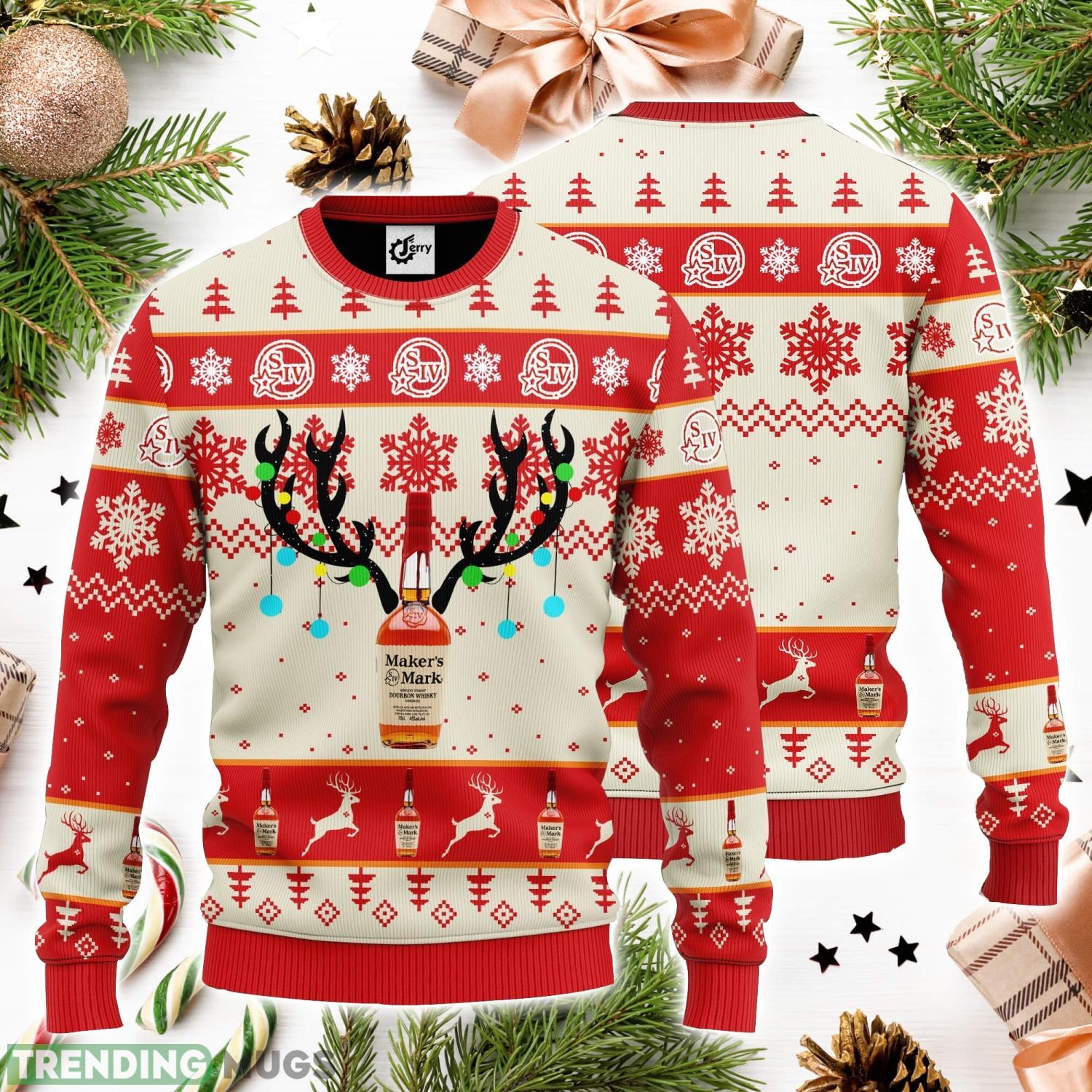 Maker's Mark Reindeer 3D Ugly Christmas Sweater Unisex Sweater Christmas Gift Product Photo 1 Maker's Mark Reindeer 3D Ugly Christmas Sweater Unisex Sweater Christmas Gift Product Photo 1
