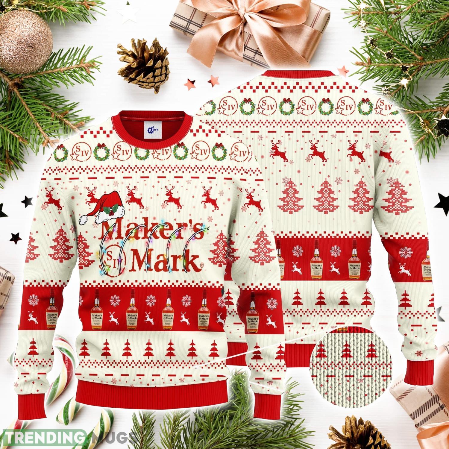 Maker's Mark Santa Hat Christmas 3D Ugly Christmas Sweater Unisex Sweater Christmas Gift 3D Sweater Maker's Mark Santa Hat Christmas 3D Ugly Christmas Sweater Unisex Sweater Christmas Gift Product Photo 1
