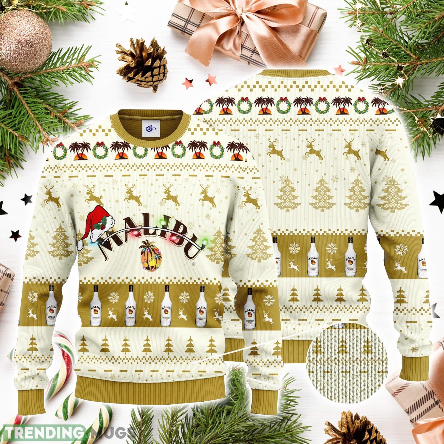 Malibu Rum Santa Hat Christmas 3D Ugly Christmas Sweater Unisex Sweater Christmas Gift Product Photo 1 Malibu Rum Santa Hat Christmas 3D Ugly Christmas Sweater Unisex Sweater Christmas Gift Product Photo 1