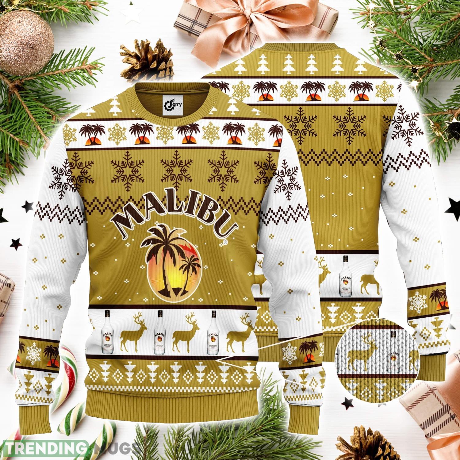 Malibu Rum Snowflake Pattern 3D Ugly Christmas Sweater Unisex Sweater Christmas Gift Product Photo 1 Malibu Rum Snowflake Pattern 3D Ugly Christmas Sweater Unisex Sweater Christmas Gift Product Photo 1
