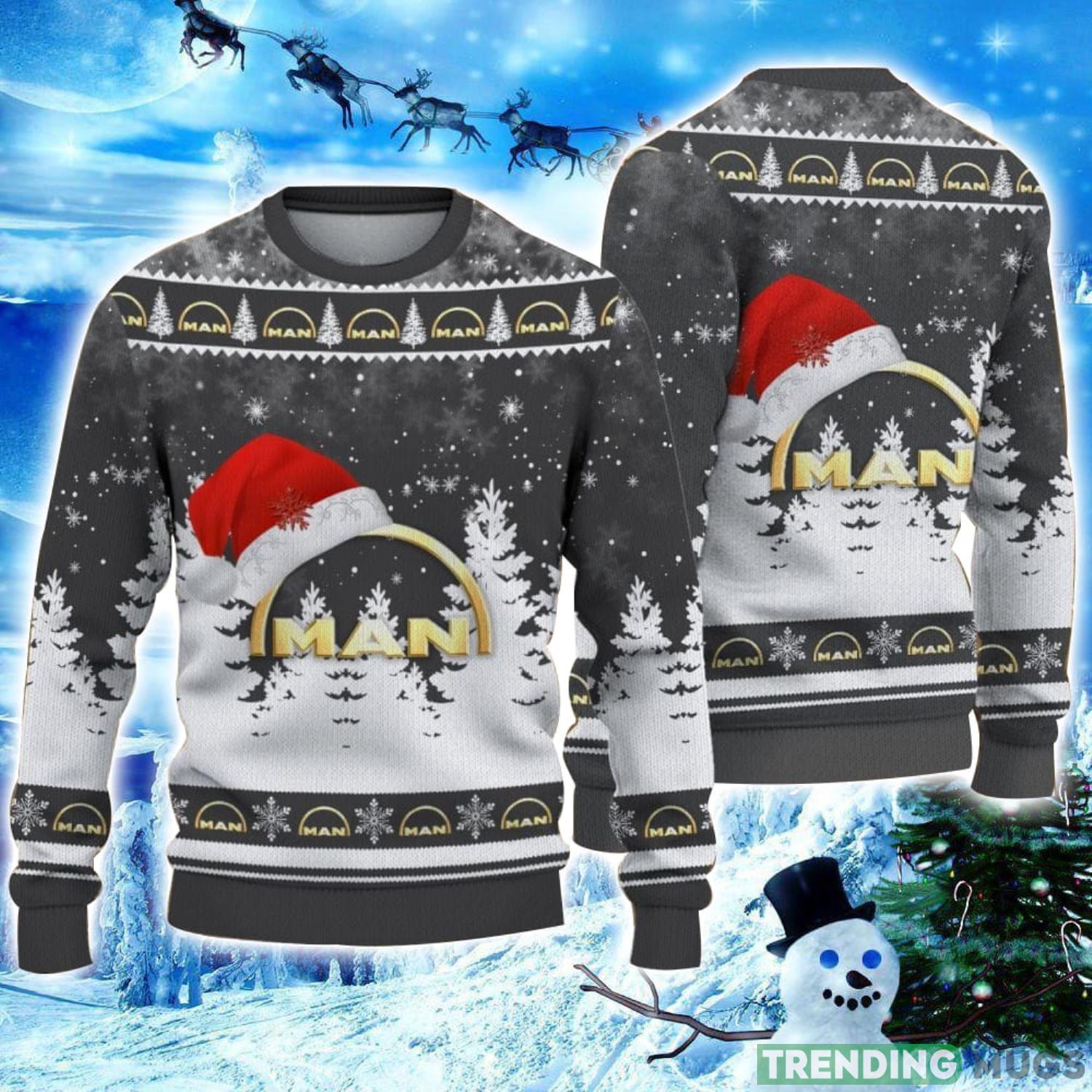 MAN Truck Logo Wearing Santa Hat Christmas Gift Ugly Christmas Sweater Christmas Gift Ideas Product Photo 1 MAN Truck Logo Wearing Santa Hat Christmas Gift Ugly Christmas Sweater Christmas Gift Ideas Product Photo 1
