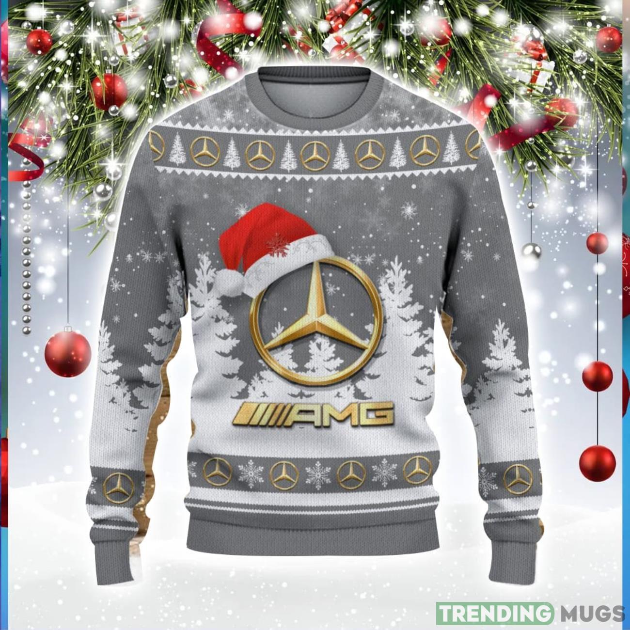 Mercedes-AMG Logo Wearing Santa Hat Christmas Gift Ugly Christmas Sweater For Men And Women Gift Product Photo 1 Mercedes-AMG Logo Wearing Santa Hat Christmas Gift Ugly Christmas Sweater For Men And Women Gift Product Photo 1
