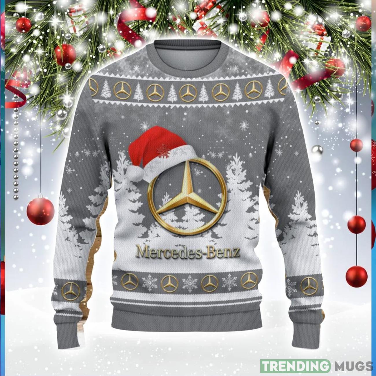 Mercedes-Benz Logo Wearing Santa Hat Christmas Gift Ugly Christmas Sweater For Men And Women Gift Product Photo 1 Mercedes-Benz Logo Wearing Santa Hat Christmas Gift Ugly Christmas Sweater For Men And Women Gift Product Photo 1