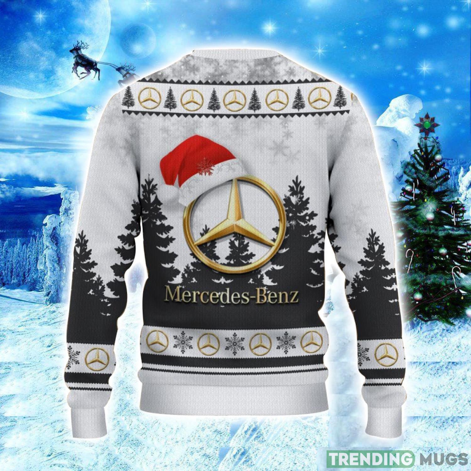 Mercedes Benz White Logo Wearing Santa Hat Christmas Gift Ugly Christmas Sweater Christmas Gift Ideas 3D Sweater Mercedes Benz White Logo Wearing Santa Hat Christmas Gift Ugly Christmas Sweater Christmas Gift Ideas 3D Sweater