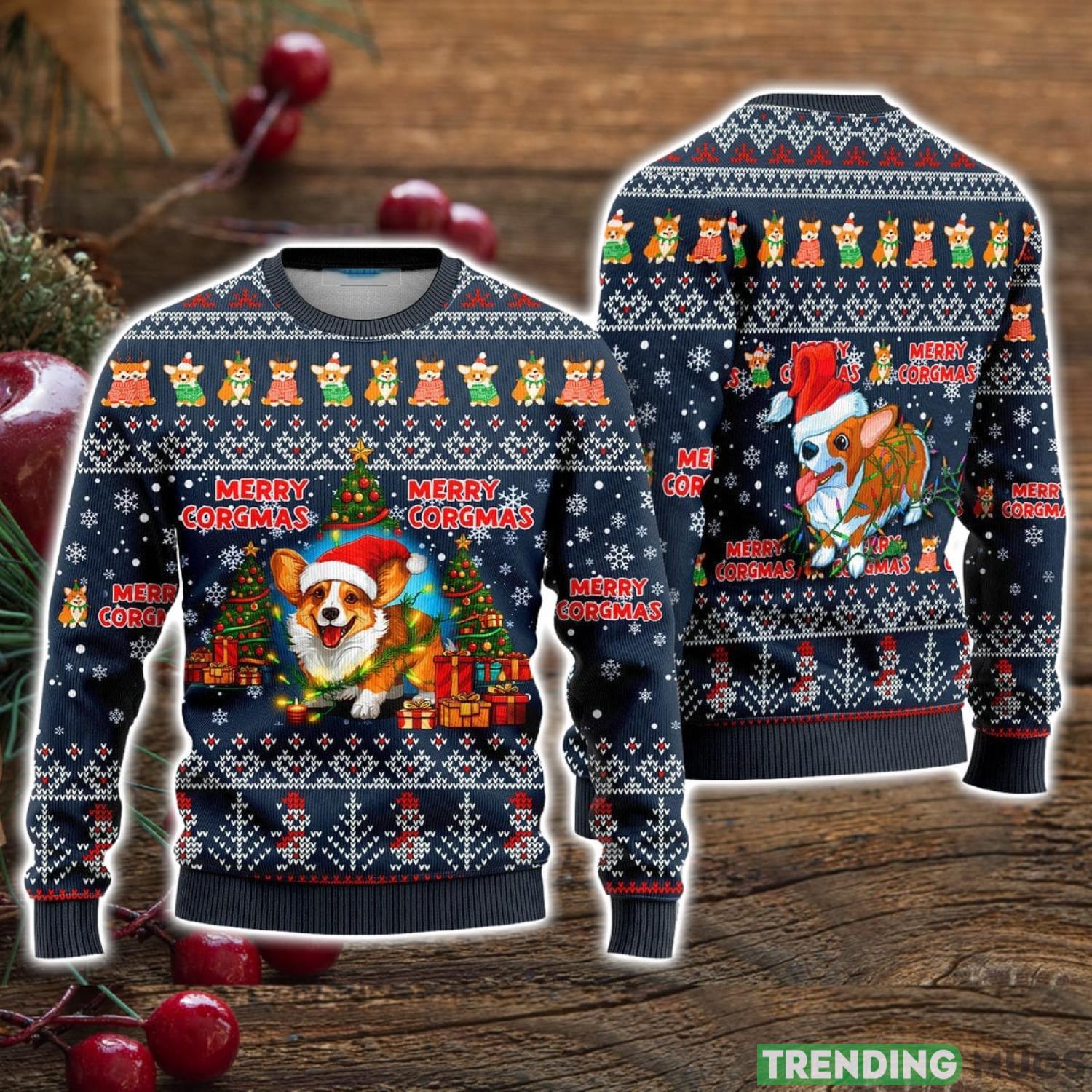 Merry Corgmas Navy Blue Corgi Snow Day Ugly Christmas Sweater Christmas Holiday Gift For Men And Women Product Photo 1 Merry Corgmas Navy Blue Corgi Snow Day Ugly Christmas Sweater Christmas Holiday Gift For Men And Women Product Photo 1
