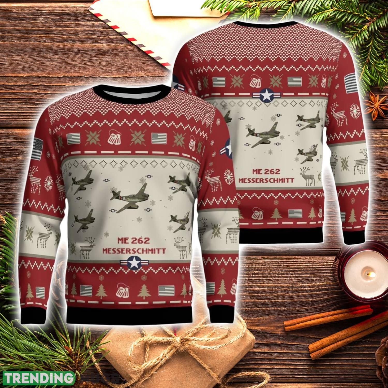 Messerschmitt Me 262 Aircraft Red Ugly Christmas Sweater Christmas Gift Veteran USA Air Force 3D Sweater Product Photo 1 Messerschmitt Me 262 Aircraft Red Ugly Christmas Sweater Christmas Gift Veteran USA Air Force 3D Sweater Product Photo 1
