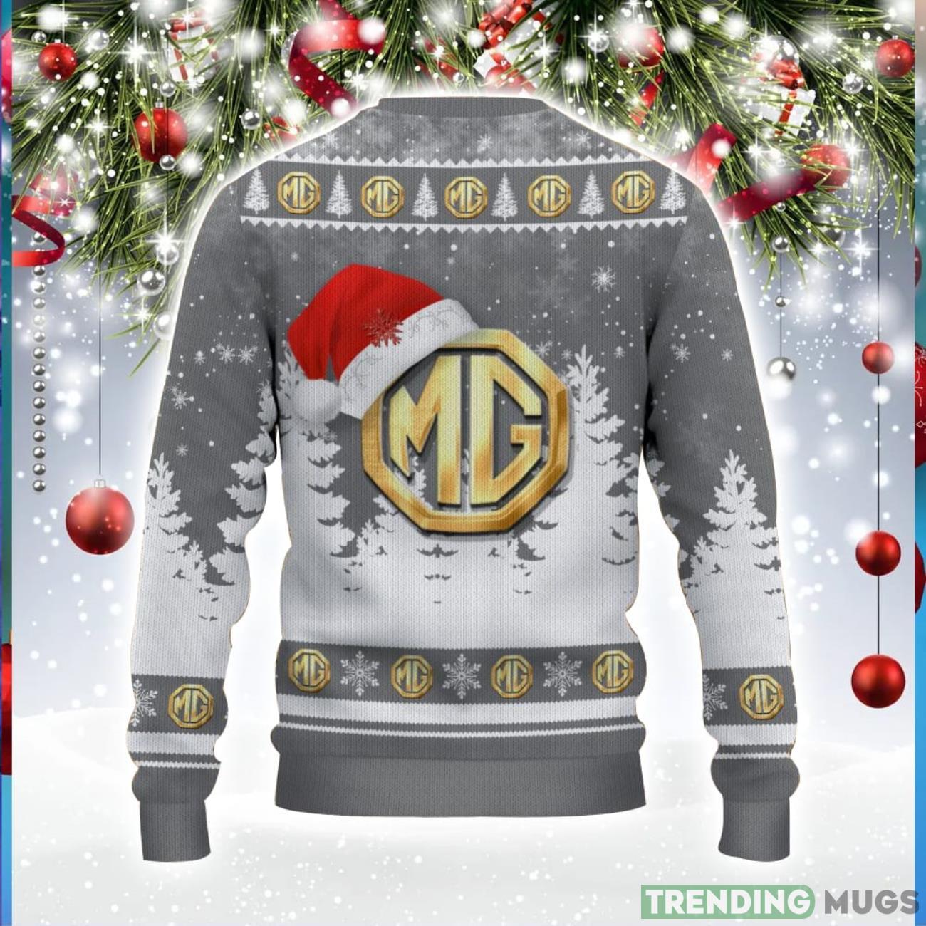 MG Car Logo Wearing Santa Hat Christmas Gift Ugly Christmas Sweater For Men And Women Gift 3D Sweater MG Car Logo Wearing Santa Hat Christmas Gift Ugly Christmas Sweater For Men And Women Gift 3D Sweater