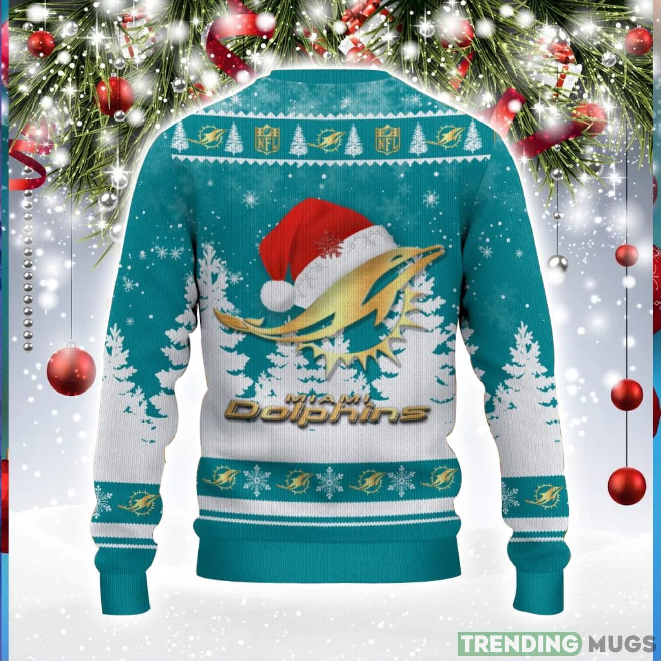 Miami Dolphins Logo Wearing Santa Hat Christmas Gift Ugly Christmas Sweater For Men And Women Gift 3D Sweater Miami Dolphins Logo Wearing Santa Hat Christmas Gift Ugly Christmas Sweater For Men And Women Gift 3D Sweater