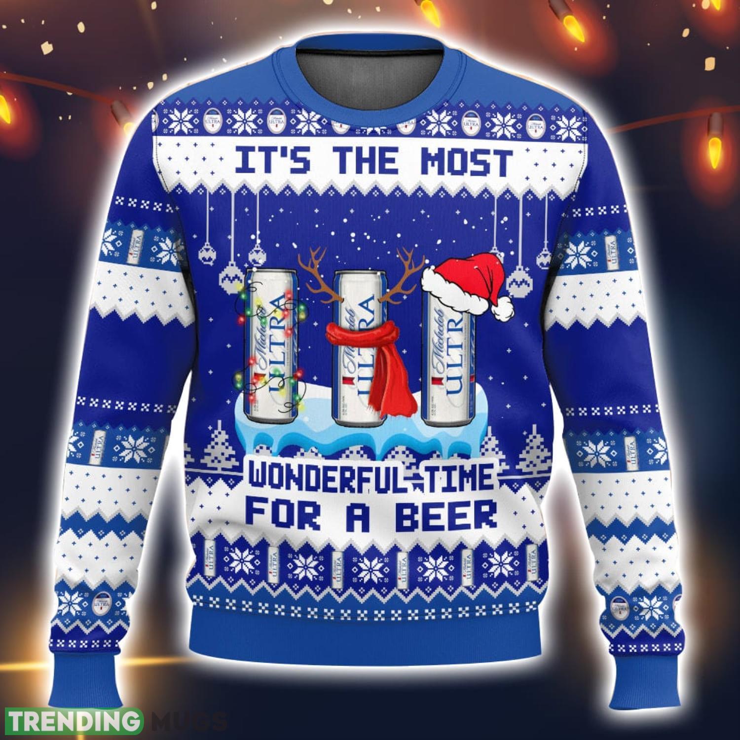 Michelob Ultra It’s The Most Wonderful Time For A Beer Ugly Christmas Sweater 2023 Christmas Gift 3D Sweater Product Photo 1 Michelob Ultra It’s The Most Wonderful Time For A Beer Ugly Christmas Sweater 2023 Christmas Gift 3D Sweater Product Photo 1