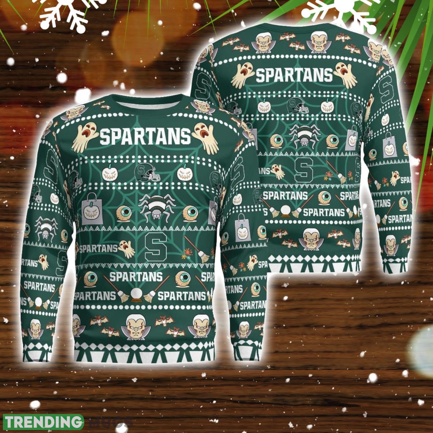 Michigan State Spartans Pumpkin Halloween Spooky Ghost Pattern Funny 3D Sweater Men And Women Gift Product Photo 1 Michigan State Spartans Pumpkin Halloween Spooky Ghost Pattern Funny 3D Sweater Men And Women Gift Product Photo 1