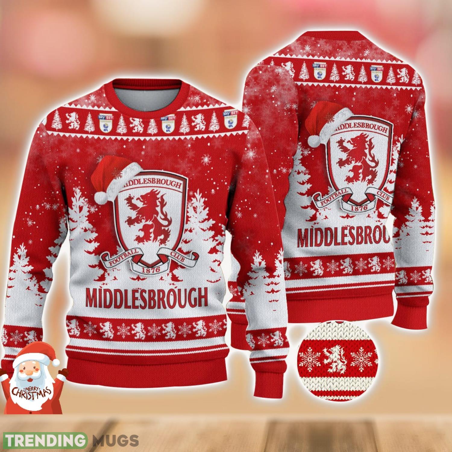 Middlesbrough F.C Ugly Christmas Sweater Holiday Gift Ideas For Men And Women Product Photo 1 Middlesbrough F.C Ugly Christmas Sweater Holiday Gift Ideas For Men And Women Product Photo 1