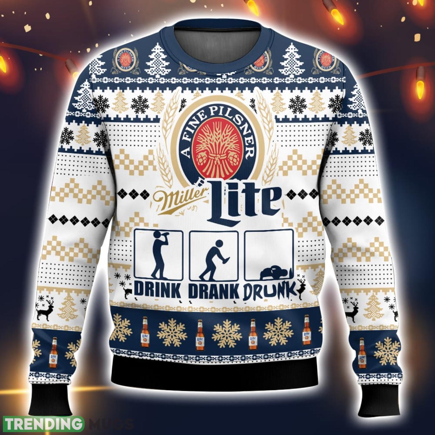Miller Lite Drunk Ugly Christmas Sweater 2023 Christmas Gift 3D Sweater Product Photo 1 Miller Lite Drunk Ugly Christmas Sweater 2023 Christmas Gift 3D Sweater Product Photo 1