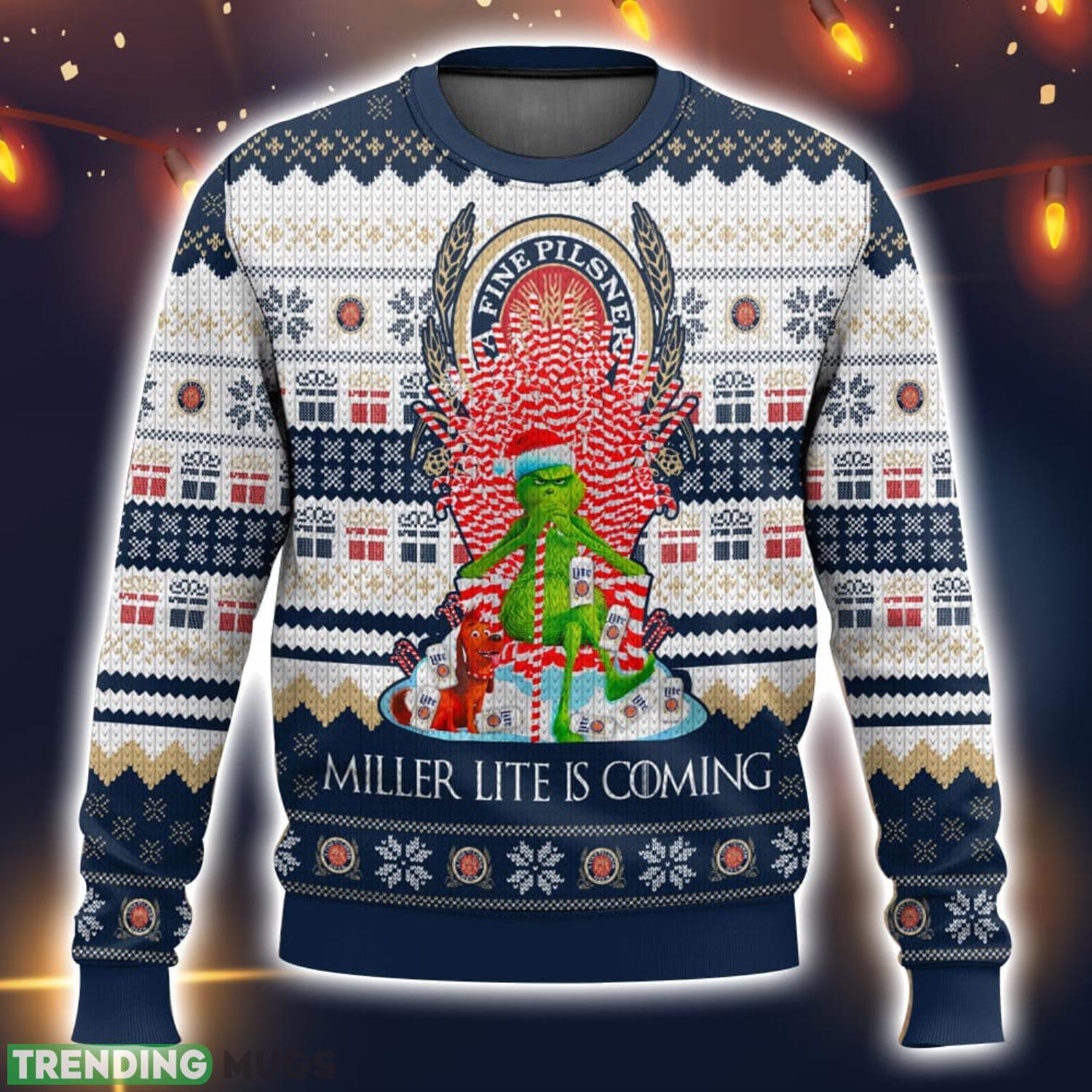 Miller Lite Is Coming Ugly Christmas Sweater 2023 Christmas Gift 3D Sweater Product Photo 1 Miller Lite Is Coming Ugly Christmas Sweater 2023 Christmas Gift 3D Sweater Product Photo 1