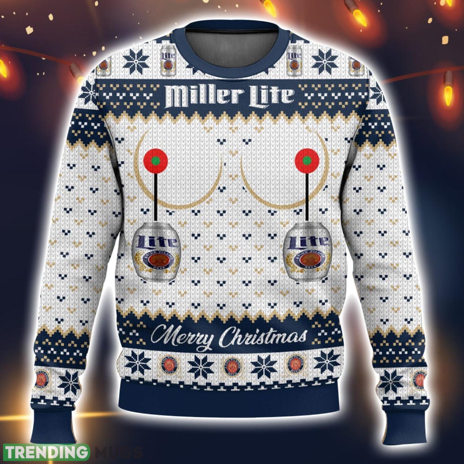 Miller Lite Titties Funny Ugly Christmas Sweater 2023 Christmas Gift 3D Sweater Product Photo 1 Miller Lite Titties Funny Ugly Christmas Sweater 2023 Christmas Gift 3D Sweater Product Photo 1