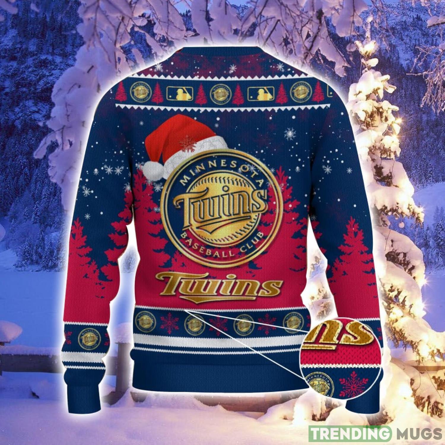 Minnesota Twins Logo Wearing Santa Hat Christmas Gift Ugly Christmas Sweater Christmas Gift Ideas 3D Sweater Minnesota Twins Logo Wearing Santa Hat Christmas Gift Ugly Christmas Sweater Christmas Gift Ideas 3D Sweater