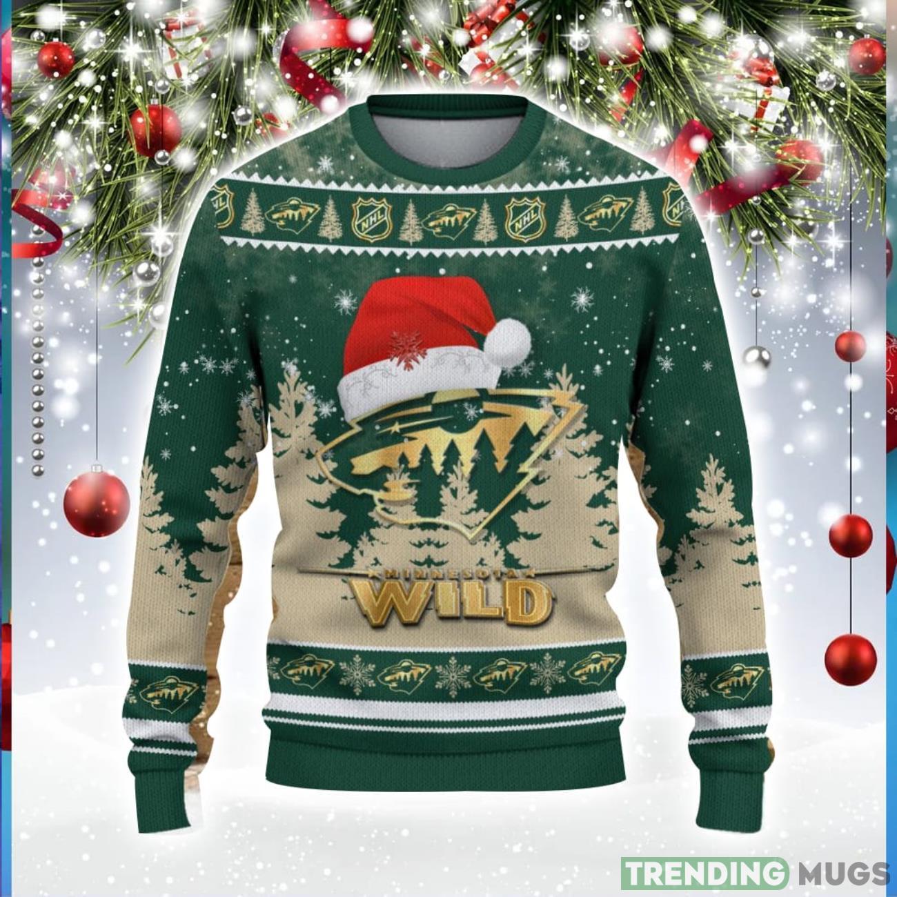 Minnesota Wild Logo Wearing Santa Hat Christmas Gift Ugly Christmas Sweater For Men And Women Gift Product Photo 1 Minnesota Wild Logo Wearing Santa Hat Christmas Gift Ugly Christmas Sweater For Men And Women Gift Product Photo 1