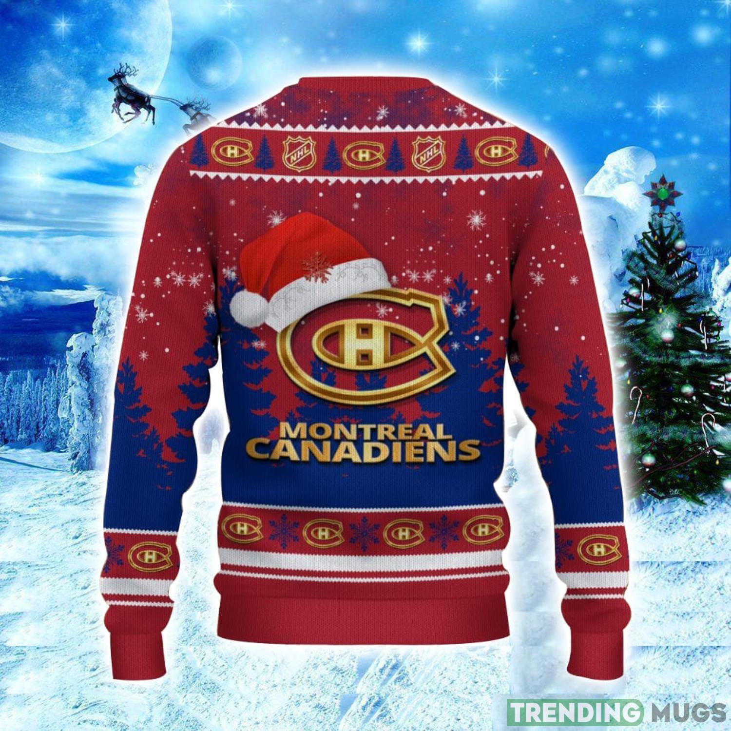 Montreal Canadiens Logo Wearing Santa Hat Christmas Gift Ugly Christmas Sweater Christmas Gift Ideas 3D Sweater Montreal Canadiens Logo Wearing Santa Hat Christmas Gift Ugly Christmas Sweater Christmas Gift Ideas 3D Sweater