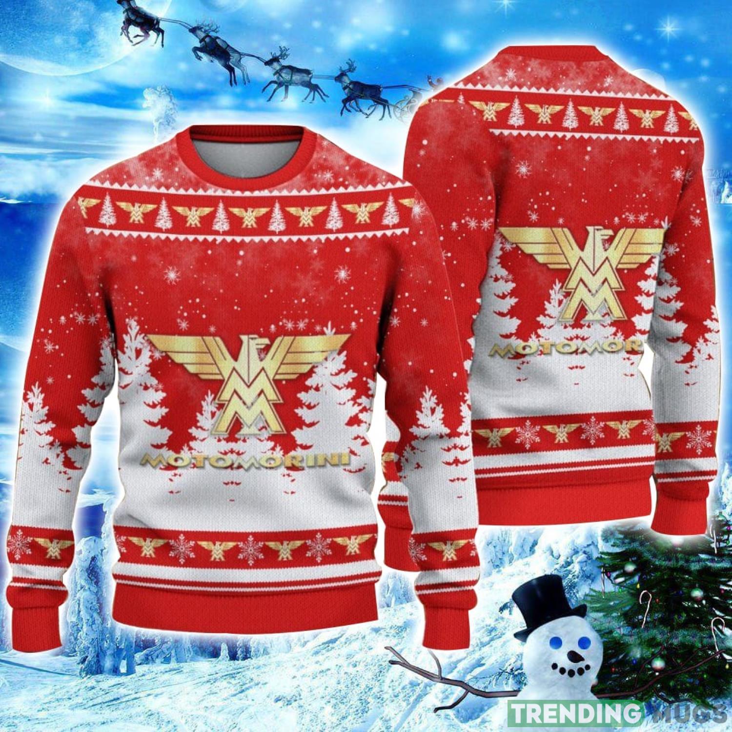 Moto Morini Logo Wearing Santa Hat Christmas Gift Ugly Christmas Sweater Christmas Gift Ideas Product Photo 1 Moto Morini Logo Wearing Santa Hat Christmas Gift Ugly Christmas Sweater Christmas Gift Ideas Product Photo 1