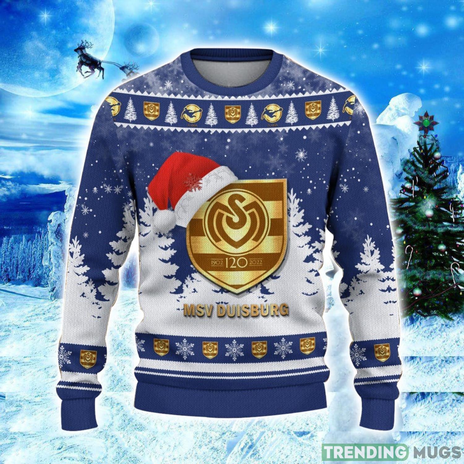 MSV Duisburg Logo Wearing Santa Hat Ugly Christmas Sweater Unisex 3D Christmas sweater 3D Sweater MSV Duisburg Logo Wearing Santa Hat Ugly Christmas Sweater Unisex 3D Christmas sweater 3D Sweater