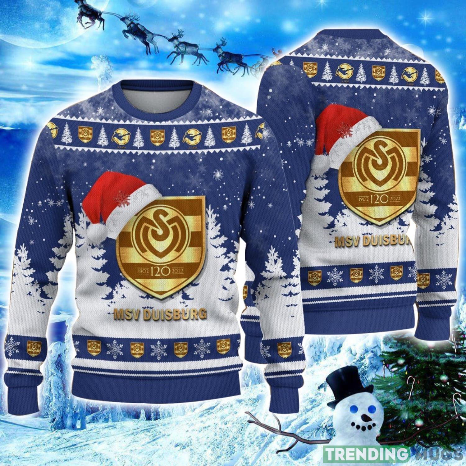 MSV Duisburg Logo Wearing Santa Hat Ugly Christmas Sweater Unisex 3D Christmas sweater Product Photo 1 MSV Duisburg Logo Wearing Santa Hat Ugly Christmas Sweater Unisex 3D Christmas sweater Product Photo 1