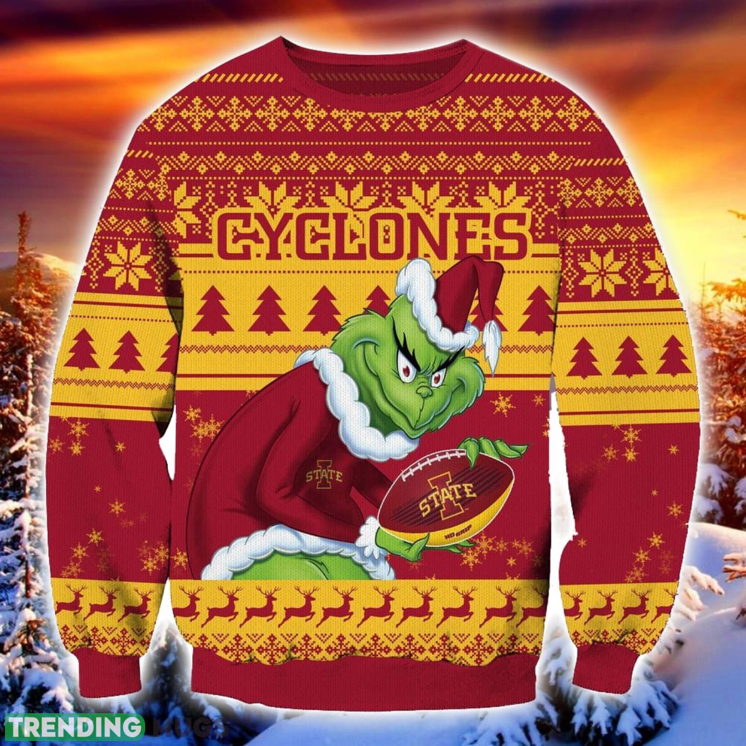 NCAA Iowa State Cyclones Grinch Ugly Christmas Sweater Trending Sweater For 2023 Christmas Holidays Product Photo 1 NCAA Iowa State Cyclones Grinch Ugly Christmas Sweater Trending Sweater For 2023 Christmas Holidays Product Photo 1