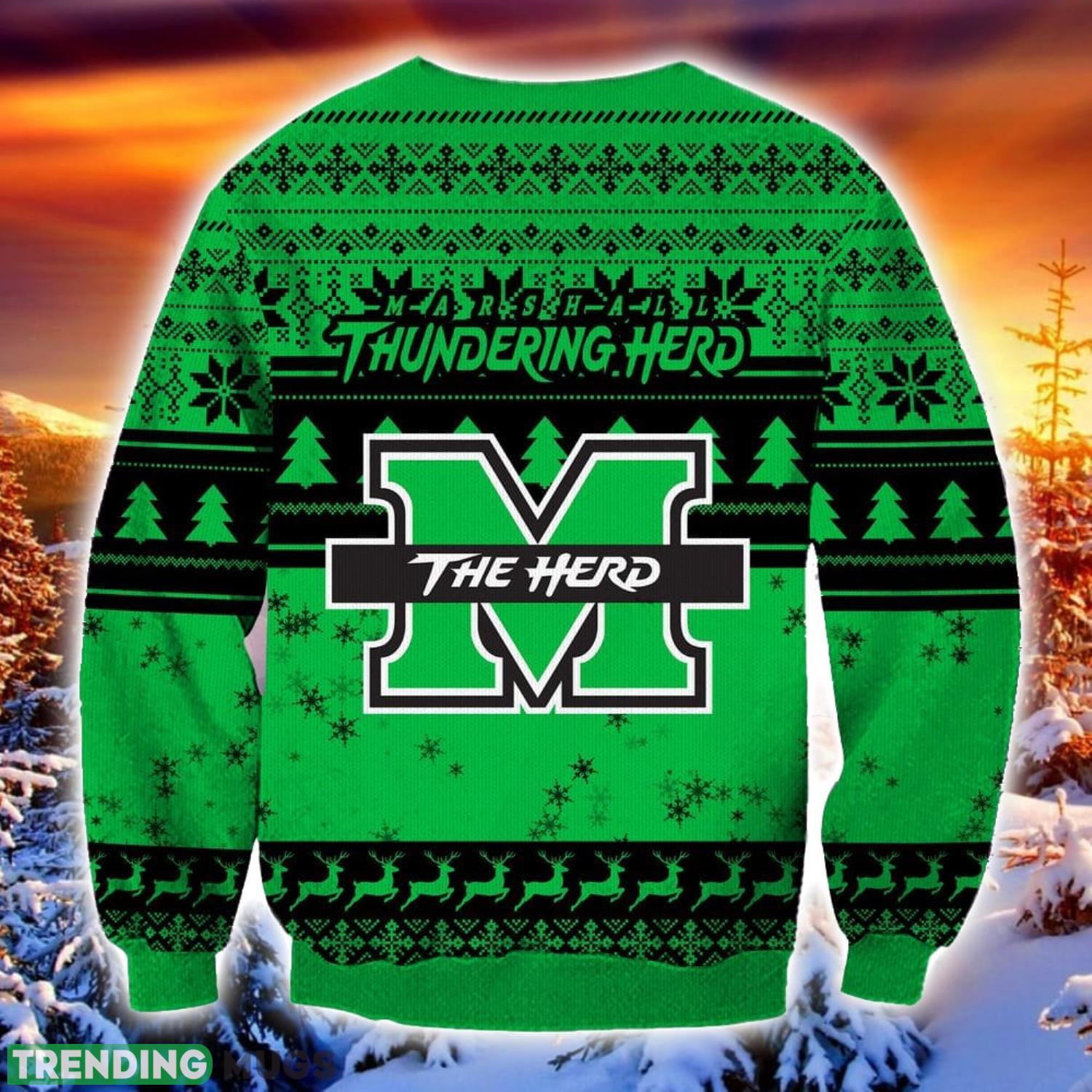 NCAA Marshall Thundering Herd Grinch Ugly Christmas Sweater Trending Sweater For 2023 Christmas Holidays 3D Sweater NCAA Marshall Thundering Herd Grinch Ugly Christmas Sweater Trending Sweater For 2023 Christmas Holidays 3D Sweater