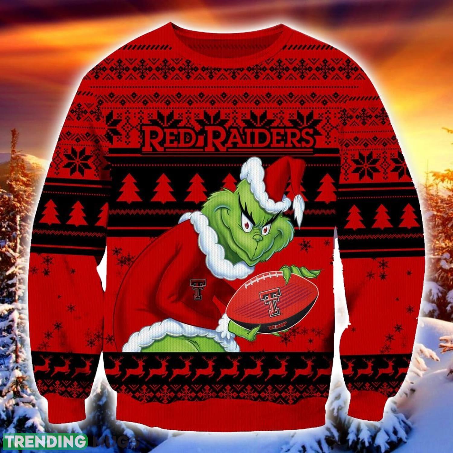 NCAA Texas Tech Red Raiders Grinch Ugly Christmas Sweater Trending Sweater For 2023 Christmas Holidays Product Photo 1 NCAA Texas Tech Red Raiders Grinch Ugly Christmas Sweater Trending Sweater For 2023 Christmas Holidays Product Photo 1