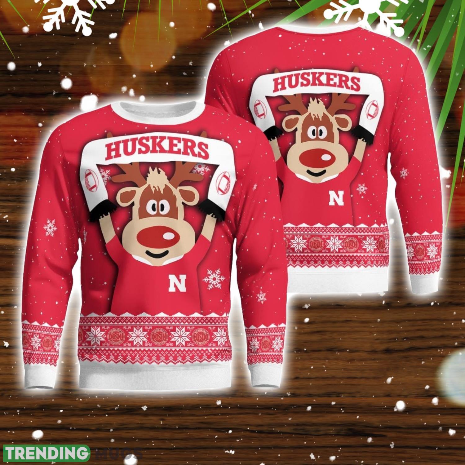 Nebraska Cornhuskers Cute Reindeer Ugly Christmas Sweater Christmas Party Gift Product Photo 1