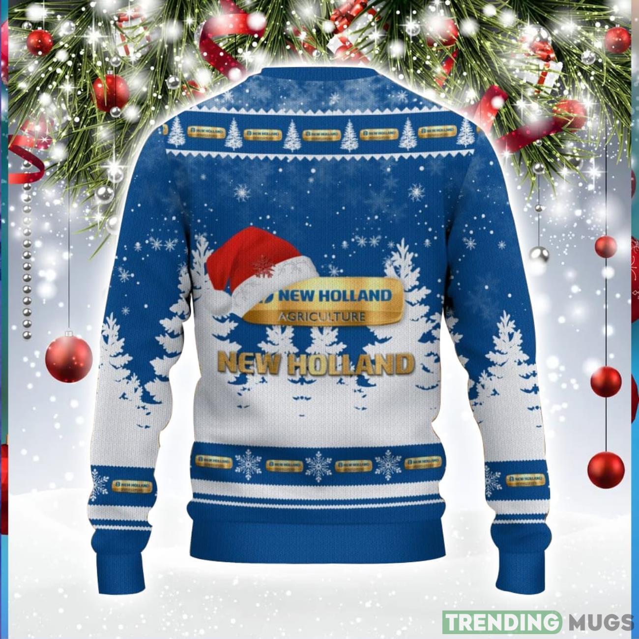 New Holland Logo Wearing Santa Hat Trending Christmas Gift AOP Ugly Christmas Sweater Men Women Winter Gift 3D Sweater New Holland Logo Wearing Santa Hat Trending Christmas Gift AOP Ugly Christmas Sweater Men Women Winter Gift 3D Sweater