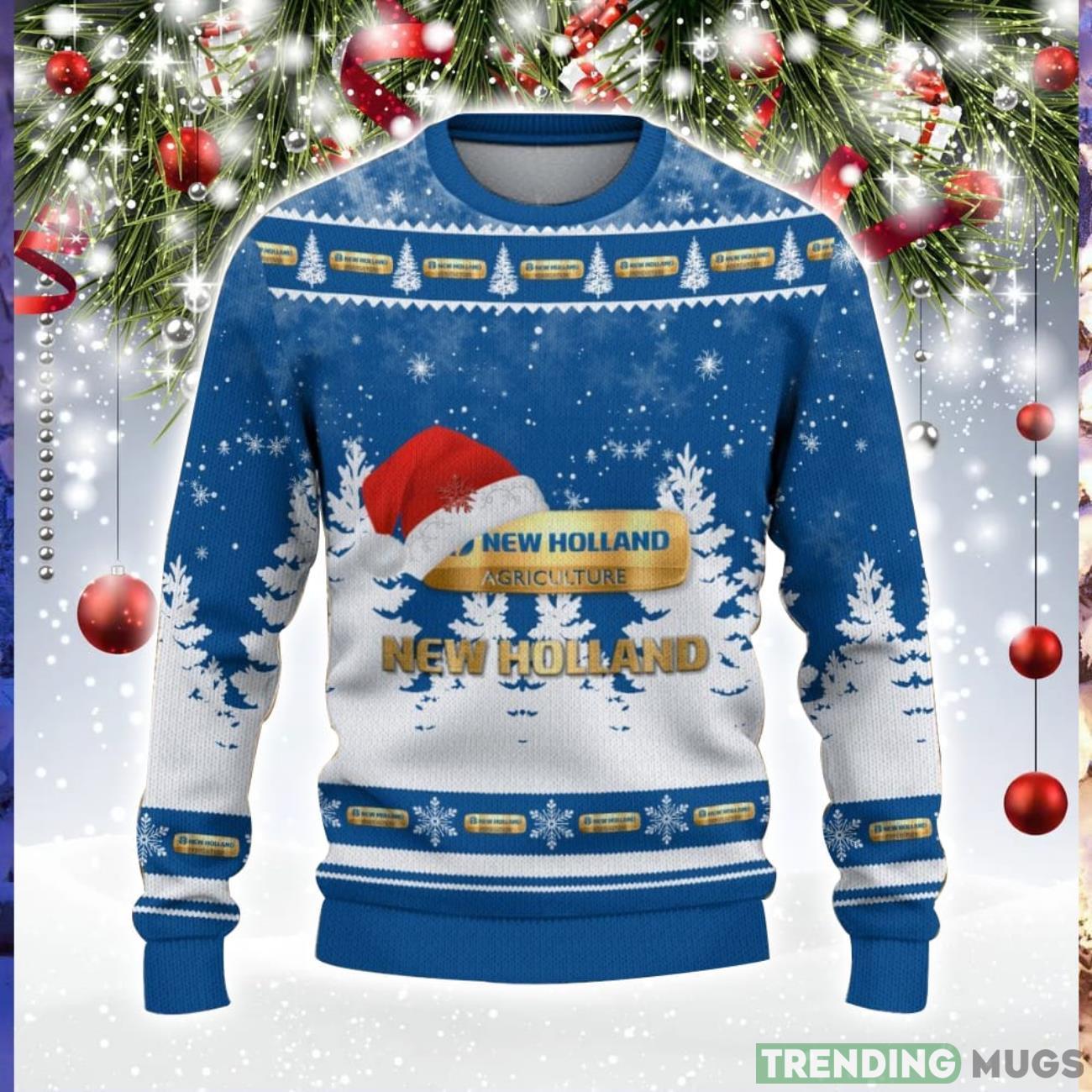 New Holland Logo Wearing Santa Hat Trending Christmas Gift AOP Ugly Christmas Sweater Men Women Winter Gift Product Photo 1 New Holland Logo Wearing Santa Hat Trending Christmas Gift AOP Ugly Christmas Sweater Men Women Winter Gift Product Photo 1