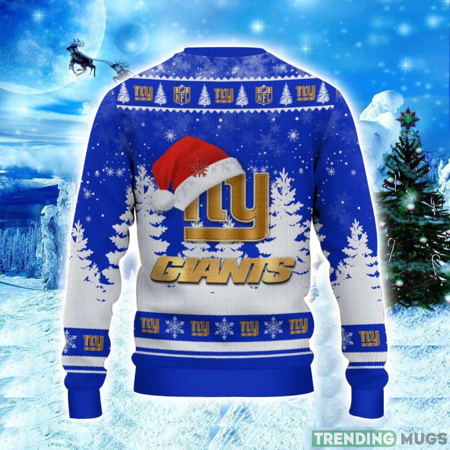 New York Giants Logo Wearing Santa Hat Christmas Gift Ugly Christmas Sweater Christmas Gift Ideas 3D Sweater New York Giants Logo Wearing Santa Hat Christmas Gift Ugly Christmas Sweater Christmas Gift Ideas 3D Sweater