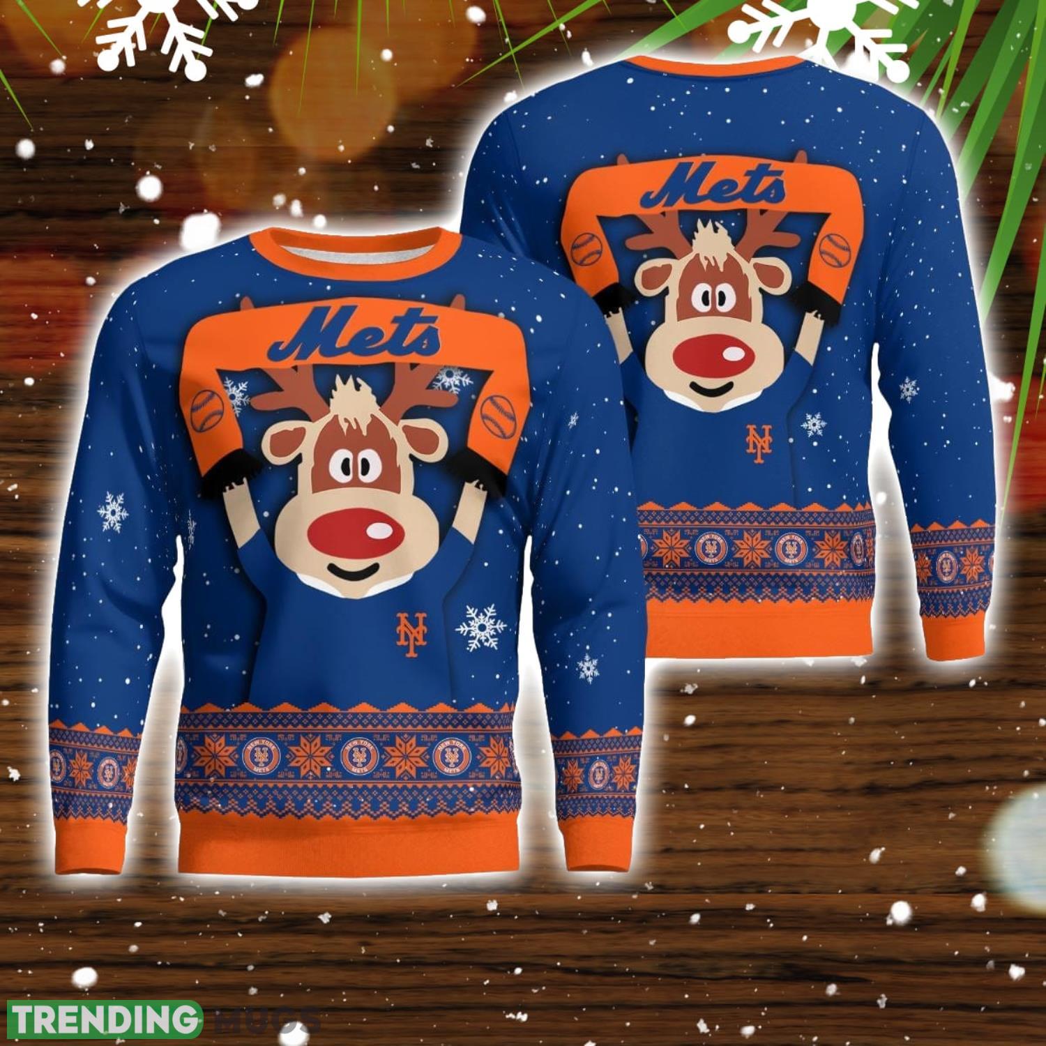 New York Mets Cute Reindeer Ugly Christmas Sweater Christmas Party Gift Product Photo 1 New York Mets Cute Reindeer Ugly Christmas Sweater Christmas Party Gift Product Photo 1