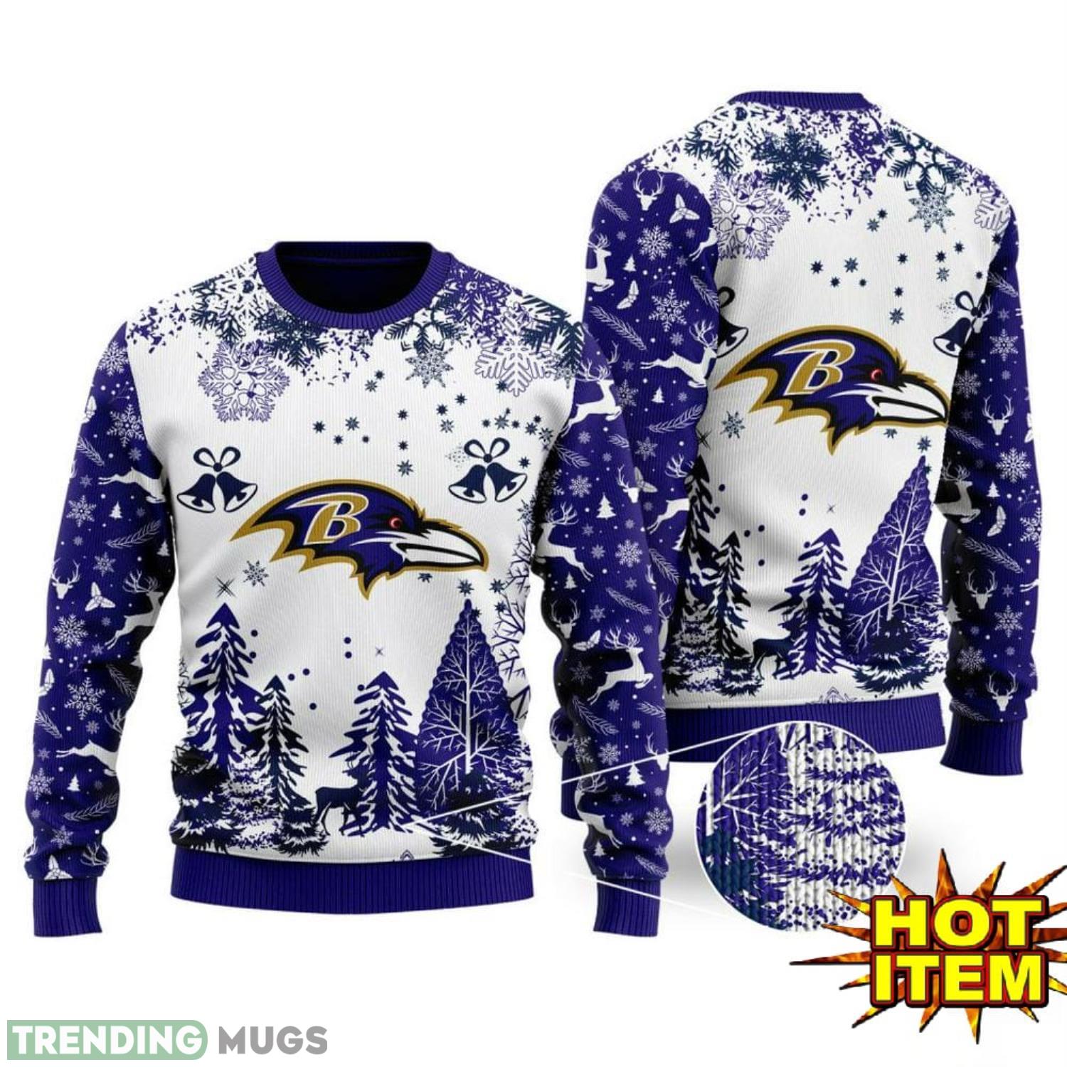 NFL Baltimore Ravens Sport Team 3D Ugly Christmas Sweater Nice Gift Product Photo 1 NFL Baltimore Ravens Sport Team 3D Ugly Christmas Sweater Nice Gift Product Photo 1