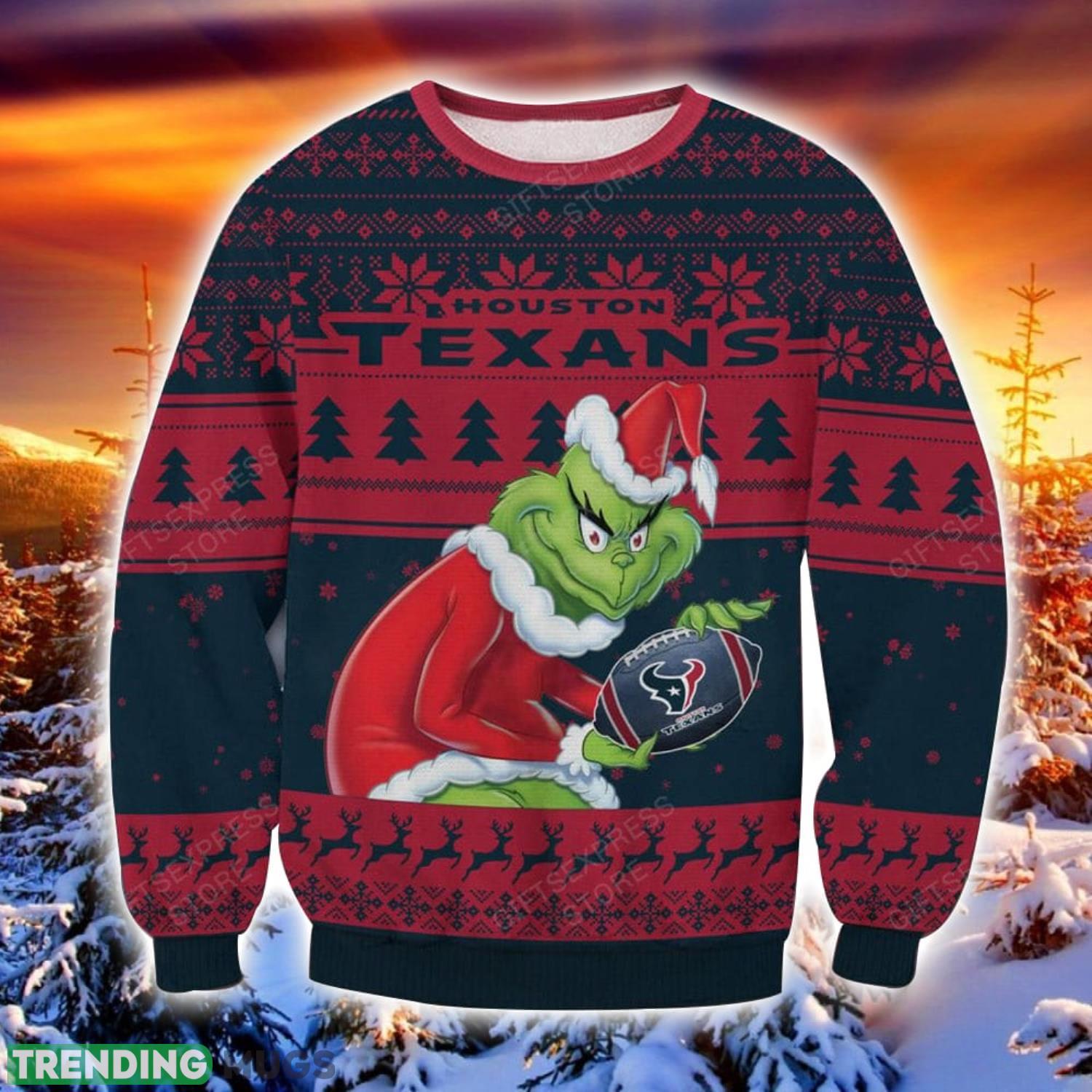 NFL Houston Texans Grinch Ugly Christmas Sweater Trending Sweater For 2023 Christmas Holidays Product Photo 1 NFL Houston Texans Grinch Ugly Christmas Sweater Trending Sweater For 2023 Christmas Holidays Product Photo 1