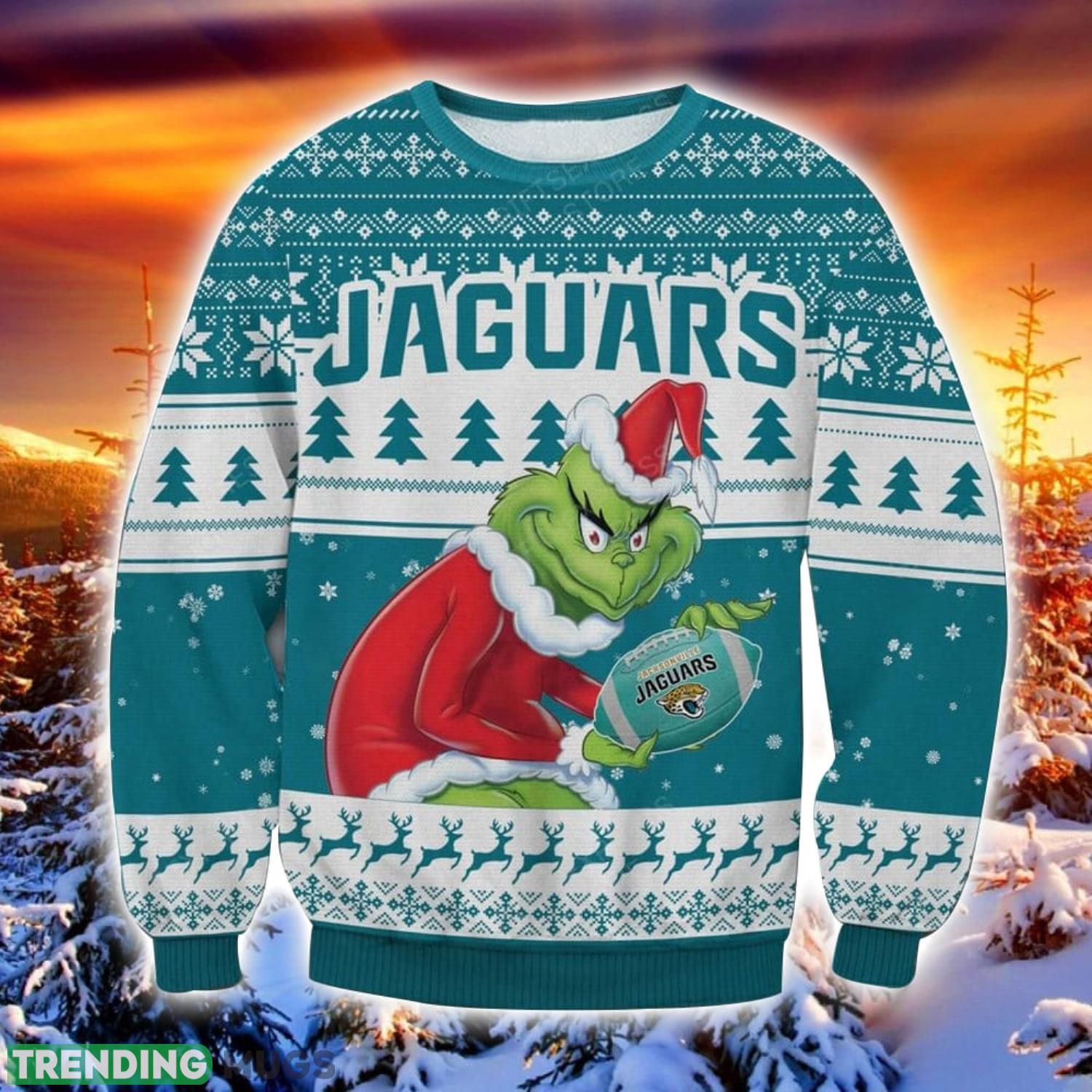 NFL Jacksonville Jaguars Grinch Ugly Christmas Sweater Trending Sweater For 2023 Christmas Holidays Product Photo 1 NFL Jacksonville Jaguars Grinch Ugly Christmas Sweater Trending Sweater For 2023 Christmas Holidays Product Photo 1