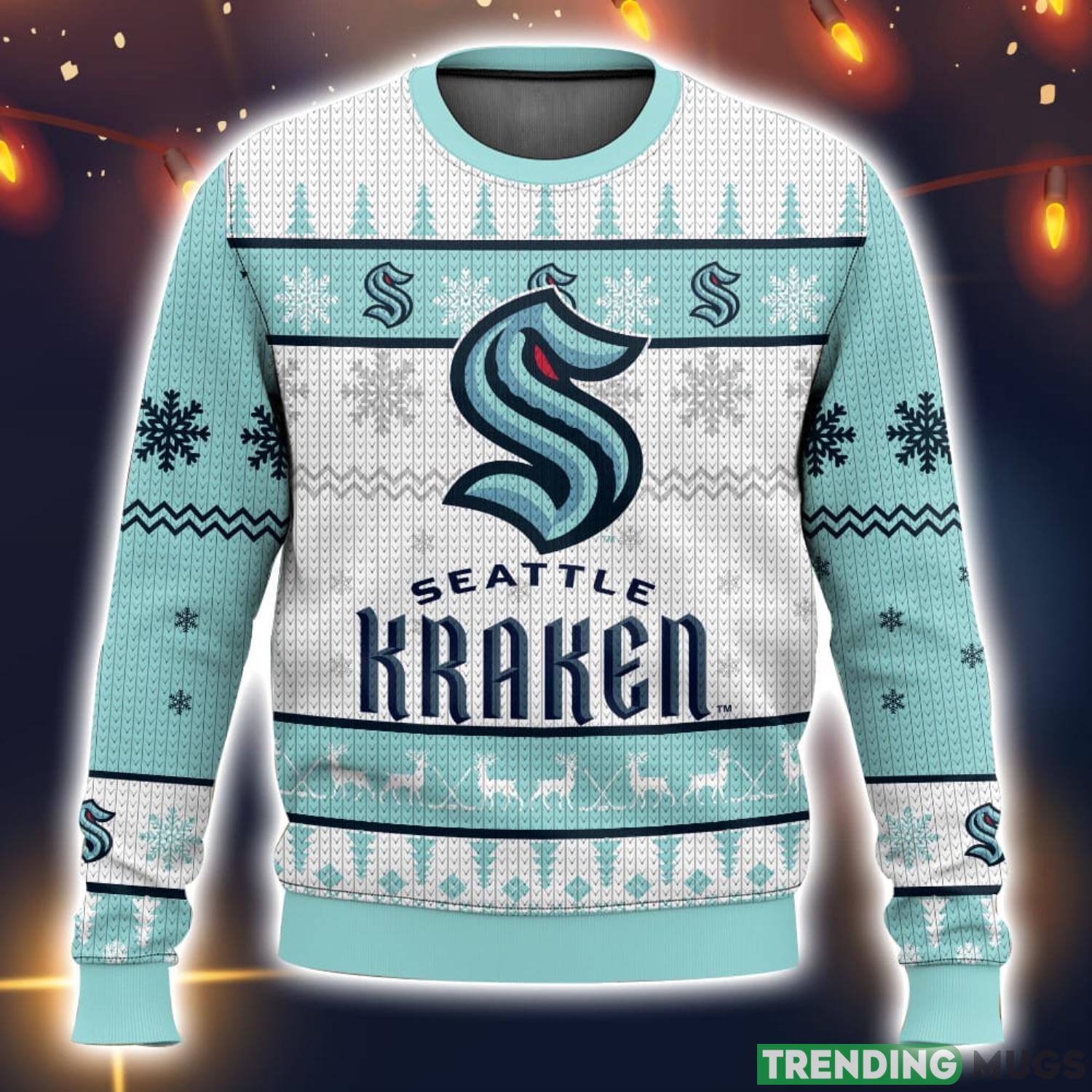 NHL Seattle Kraken 3D Ugly Christmas Sweater Men And Women Christmas Gift Product Photo 1 NHL Seattle Kraken 3D Ugly Christmas Sweater Men And Women Christmas Gift Product Photo 1