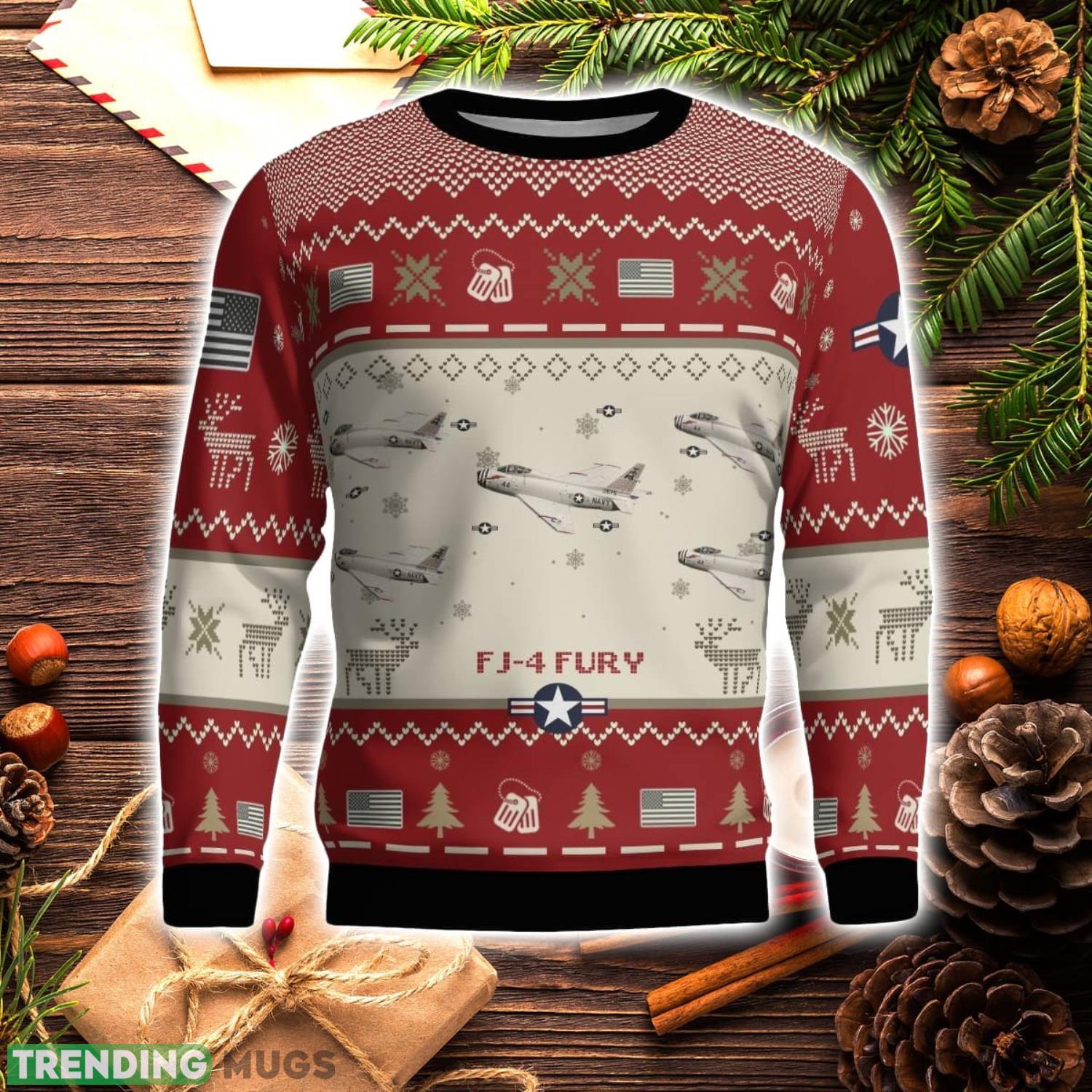 North American FJ 4 Fury FJ4 Aircraft Red Ugly Christmas Sweater Christmas Gift Veteran USA Air Force 3D Sweater 3D Sweater North American FJ 4 Fury FJ4 Aircraft Red Ugly Christmas Sweater Christmas Gift Veteran USA Air Force 3D Sweater 3D Sweater